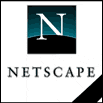 Логотип Netscape: стилизованная буква N на фоне градиента от темно-синего к черному, под ней название компании заглавными буквами.